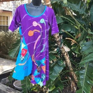 Rising international patchwork embroidered asymmetric dress